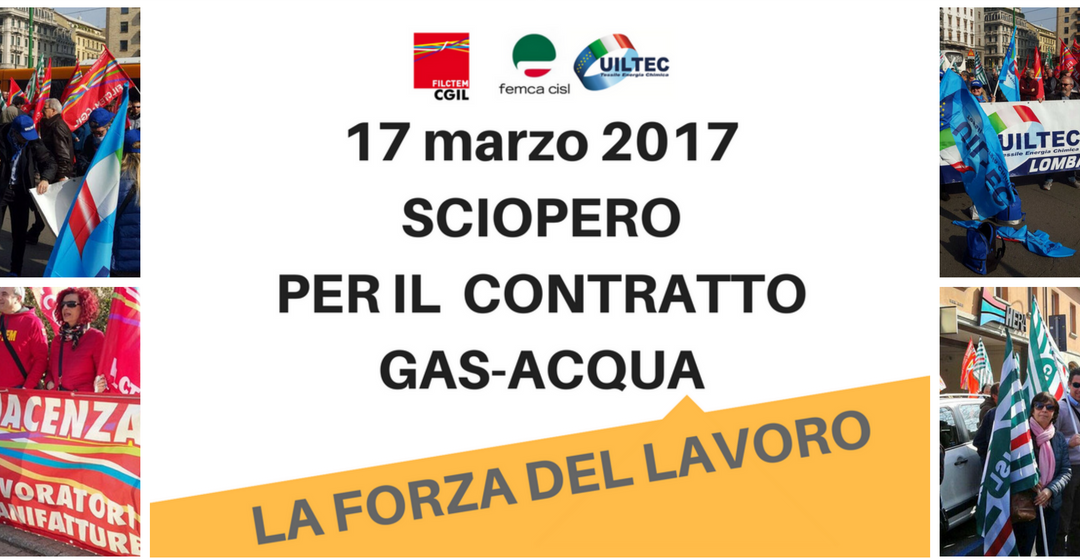 GAS-ACQUA, SCIOPERO GENERALE DEL 17 MARZO: ADESIONI DEL 90%